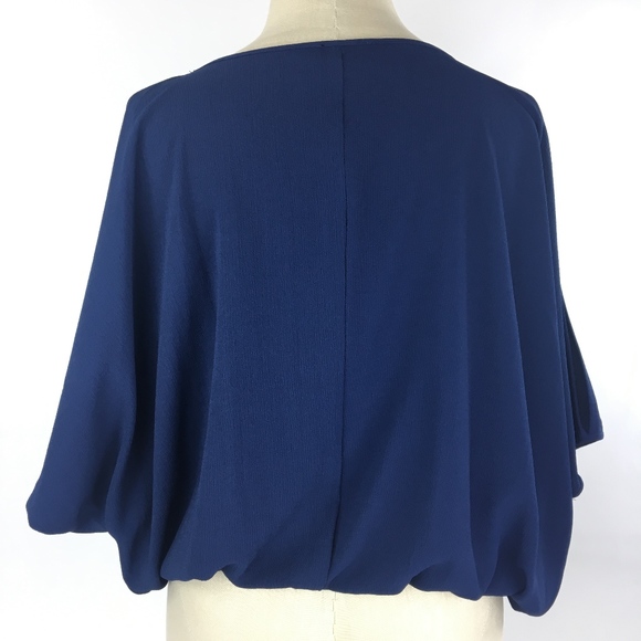 Iz Byer Cold Shoulder Navy Blue Top Sz Medium - Picture 6 of 8